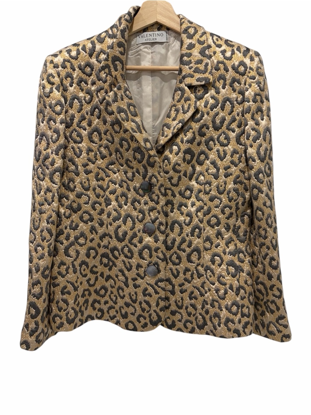 Valentino Metallic Leopard-Print Blazer in Gold and Black